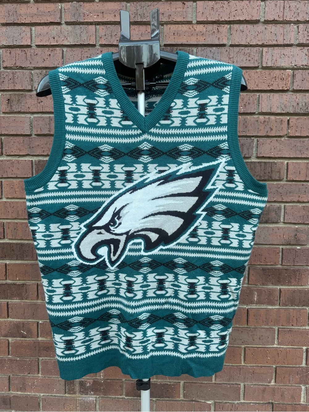 NFL Philadelphia Eagles FOCO Ugly Sweater Vest Large Midnight Green Teal Knit